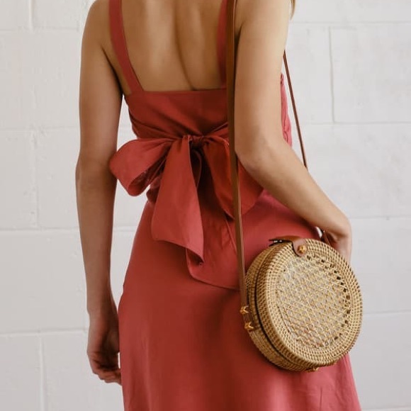 Lulus Handbags - Lulus Hobbs Tan Round Woven Purse